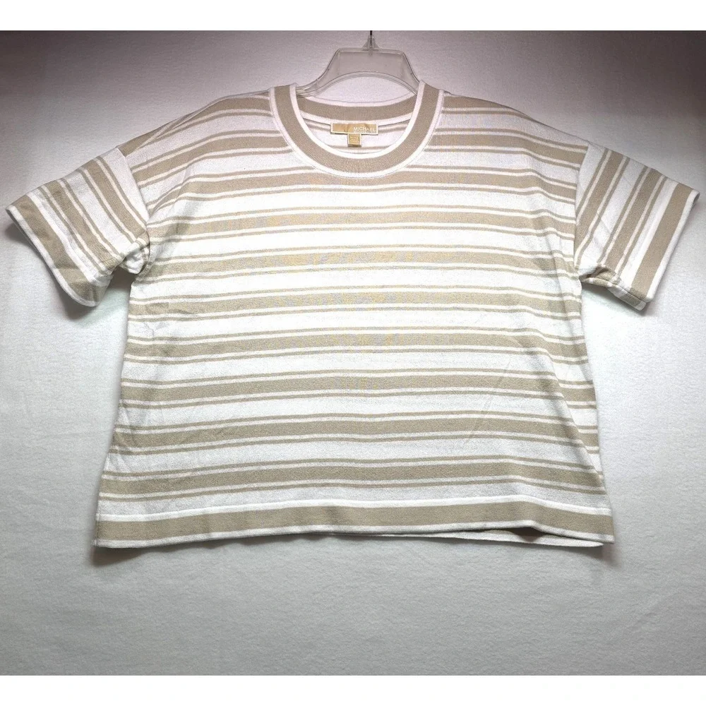 Michael Kors Women's Relaxed Fit Dune Stripe Soft‎ Knit Top XL NWT $88 MSRP